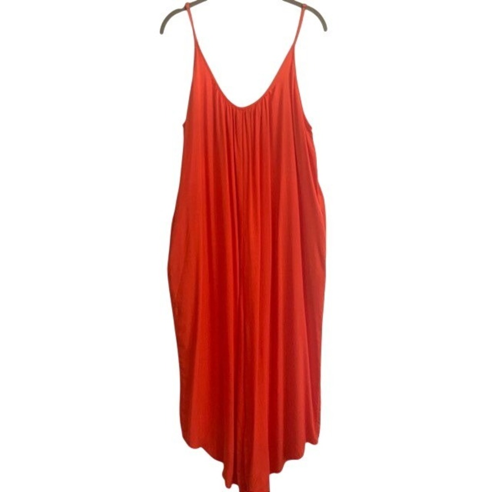 Wide Leg Palazzo Jumpsuit M Lagenlook Boho Chic 100% Rayon Flowy Coastal Resort